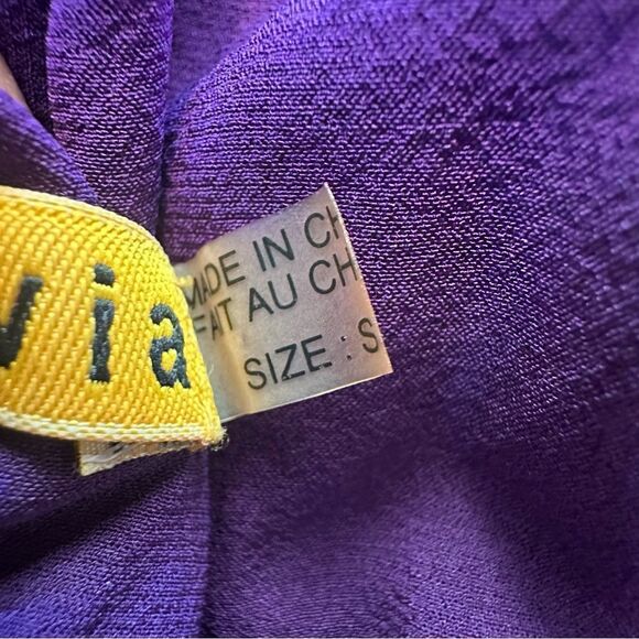 Alice + Olivia Purple Tie Neck open back Halter mini Dress small - Picture 4 of 7
